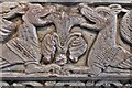 NY1133 : Bridekirk, St. Bridget's Church: Norman font, eastern face (detail) by Michael Garlick
