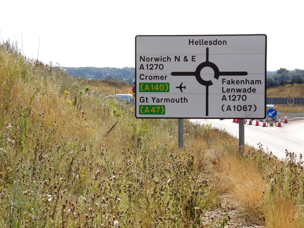 Roadsign on the B1149 Brewery Lane © Geographer :: Geograph Britain and ...