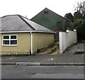 Green corrugated metal building, Sycamore Avenue, Tredegar