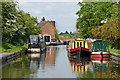 Moored narrowboats at Gailey in Staffordshire