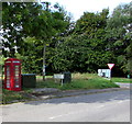 Red box and dark green cabinets, Green Drove near Pewsey