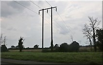 SP0843 : Power cables by Bretforton Road by David Howard