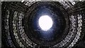 Looking up at the dome of the Shell Grotto