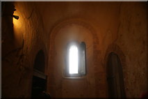 TL7835 : View of one of the arched windows inside Hedingham Castle #3 by Robert Lamb