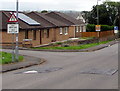 Warning sign - narrower road ahead for 450 yards, Hengoed Road, Hengoed