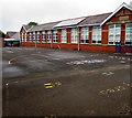 Solar panels on the village school, Cefn Hengoed