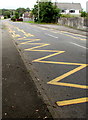 Zigzag yellow markings on Hengoed Road, Cefn Hengoed 