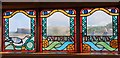 NZ6621 : Stained Glass Window in Cliff Lift, Saltburn by the Sea by Christine Matthews