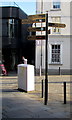 SS9079 : Signpost on a town centre corner, Bridgend by Jaggery