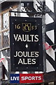 Sign for the Sandbrook Vaults, Market Drayton