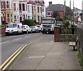 Memorial bench on the west side of St Nicholas Road, Barry