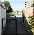 Metal barriers across a path, St Athan