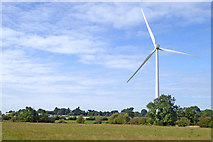 SJ9211 : Staffordshire farmland and wind turbine south of Penkridge by Roger  D Kidd