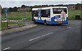 Blue & white bus on a Llantwit Major corner