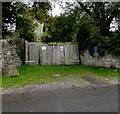 Wooden gates at the entrance to Boverton Place, Boverton