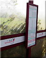 Bilingual names inside a Carmarthenshire bus shelter