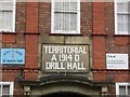 Close-up of Inscription on Territorial drill hall on Halkyn Street, Holywell