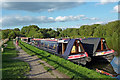 Moored narrowboats near Higher Poynton in Cheshire