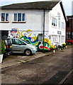 Colourful side wall, L?n Fach, Rhiwbina, Cardiff