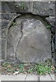 Damaged milestone in West End, Bangor, N. Wales