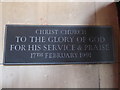 Christ Church, Woking renovation plaque