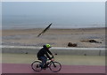 Cyclist on Rhyl promenade