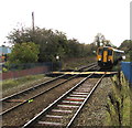 Wrexham Central train approaching Buckley station from the north