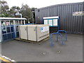 Two cycle lockers at the Station Road entrance to Buckley station