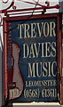 Trevor Davies Music name sign, 87 Etnam Street, Leominster