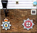 Police emblem and Fire Service emblem, Buckley