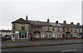 Hairdressers and houses on Wharf Road, Newport