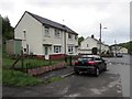 Black car, white houses, Dreflan, Cwmgiedd, Powys