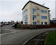SO4383 : Three-storey flats near Craven Arms railway station by Jaggery