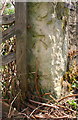 Benchmark on stone post at south end of east parapet of Hallikeld Bridge