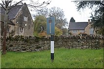 SP0321 : New sign on an old pole, Sevenhampton by David Howard