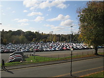SJ4065 : Car  and  Coach  park  alongside  River  Dee by Martin Dawes