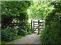 Kissing gate on the public footpath on the edge of Winchcombe playing field