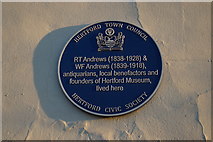 TL3212 : Hertford: blue plaque on Castle Street by Christopher Hilton