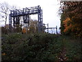 SU3290 : Signals and electrification gantries on mainline alongside bridleway by Vieve Forward