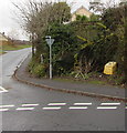 Yellow grit/salt bin on a Brecon corner