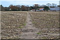 Path across stubble field near Heatherstone Grange