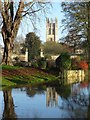 SP5105 : Magdalen bell tower reflected in the River Cherwell by Philip Halling
