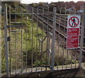 Red notices at the eastern end of platform 1, Rhoose station