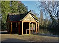 Shelter by the lake in Battersea Park