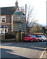 Scaffolding on a suburban corner of Abergavenny