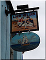 Lord Nelson (2) - signs, 31 Emscote Road, Warwick