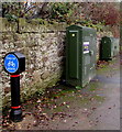 Telecoms cabinets beyond the end of a cycle route, Lydney