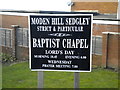 Moden Hill Sedgley Strict & Particular Baptist Chapel sign