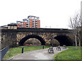 SE2933 : Old viaduct arches, City Island, Leeds by Stephen Craven