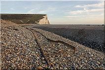 TV5197 : Recently exposed railway track at Cuckmere Haven by Andrew Diack